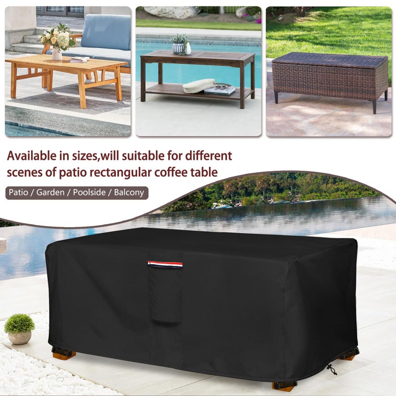 okcool Outdoor Coffee Table Cover,Waterproof Rectangular Patio Small Side Table Cover,48 x 28 x 16 inch, Outdoor Table Covers Waterproof Rectangle,Black - Image 4